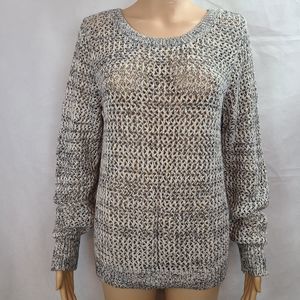 Old Navy Women's (XL) Ivory, Beige, & Black Open Knit Cotton Long Sleeve Sweater